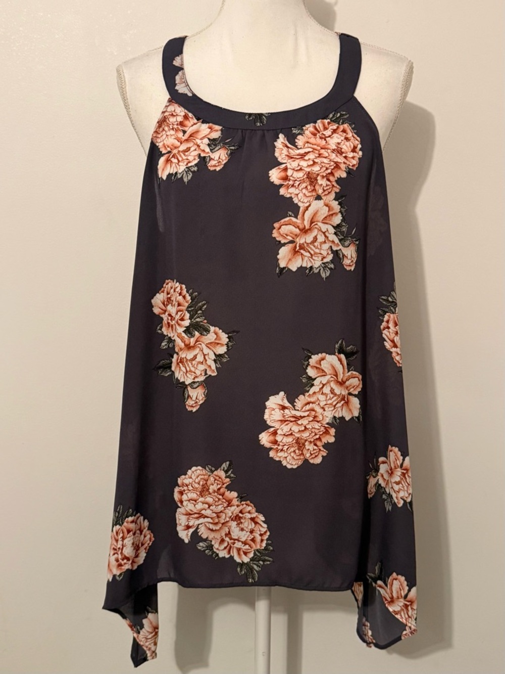 Torrid Floral Chiffon Swing Tank Top Purple Pink High Low Hem Size 00